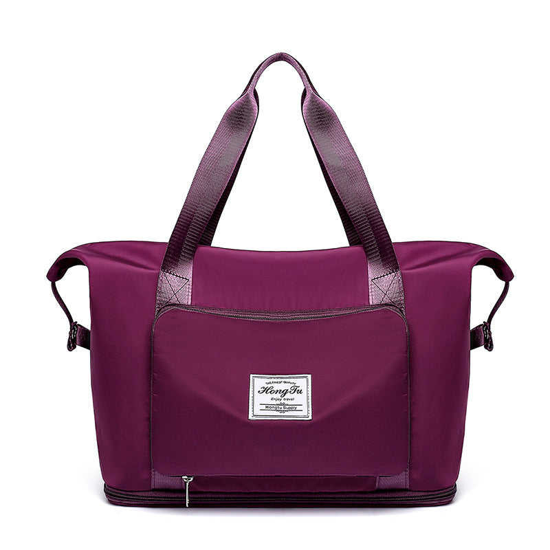 Foldable Travel Gym Bag for Women – Large Capacity Waterproof Duffel Bag with Wet Pocket & Luggage Strap