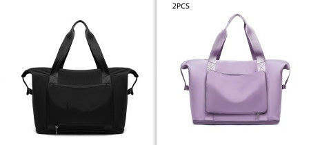 Foldable Travel Gym Bag for Women – Large Capacity Waterproof Duffel Bag with Wet Pocket & Luggage Strap