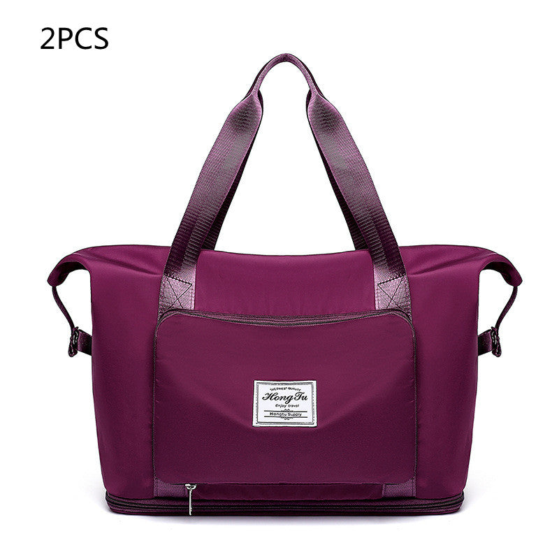 Foldable Travel Gym Bag for Women – Large Capacity Waterproof Duffel Bag with Wet Pocket & Luggage Strap