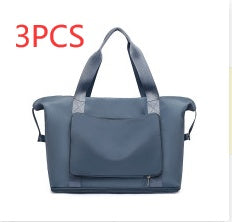 Foldable Travel Gym Bag for Women – Large Capacity Waterproof Duffel Bag with Wet Pocket & Luggage Strap