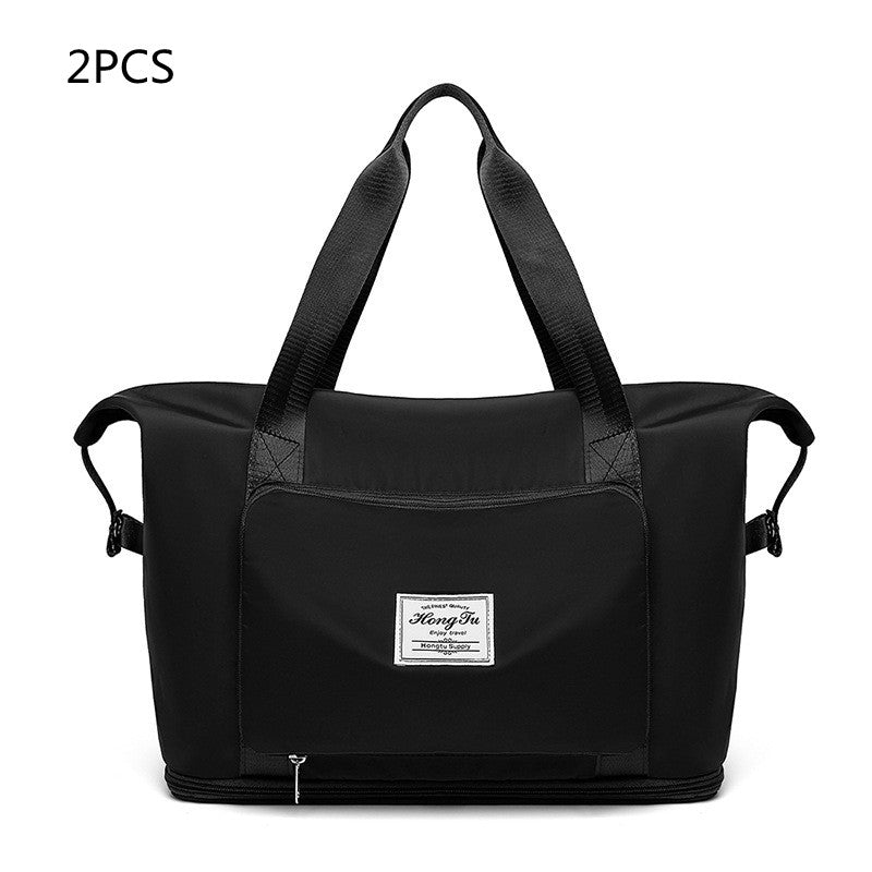 Foldable Travel Gym Bag for Women – Large Capacity Waterproof Duffel Bag with Wet Pocket & Luggage Strap