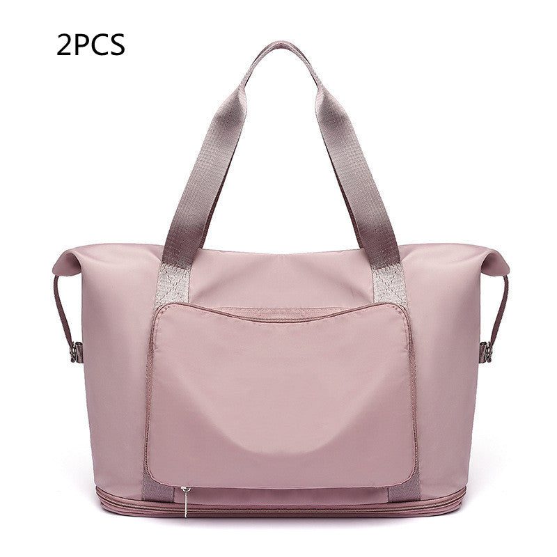 Foldable Travel Gym Bag for Women – Large Capacity Waterproof Duffel Bag with Wet Pocket & Luggage Strap