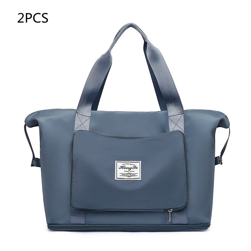 Foldable Travel Gym Bag for Women – Large Capacity Waterproof Duffel Bag with Wet Pocket & Luggage Strap