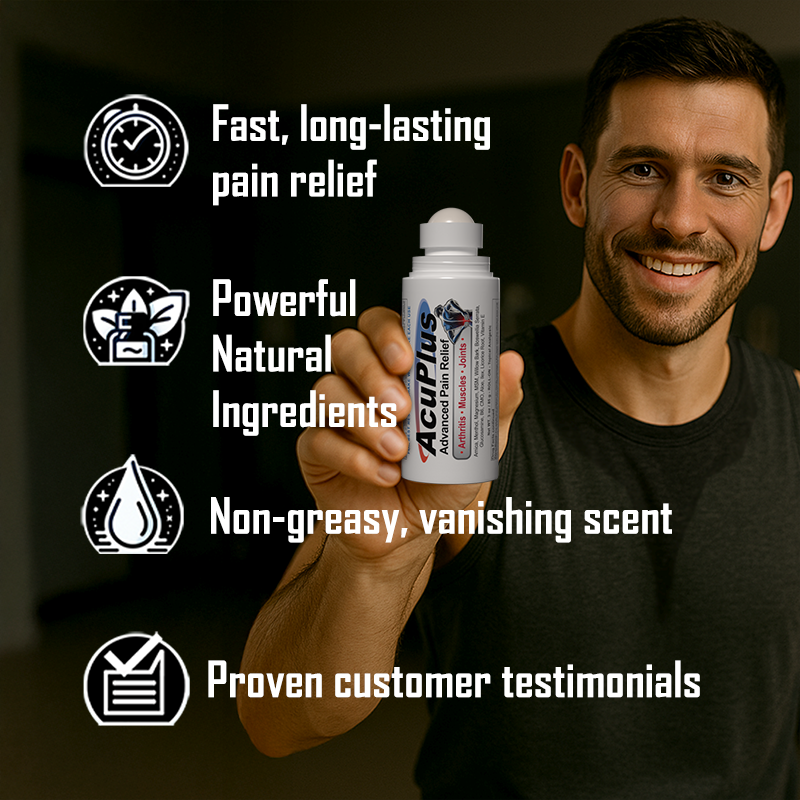 AcuPlus 3 oz Pain Relief Roll-On – Hands-Free Menthol Pain Relief for Muscles and Joints