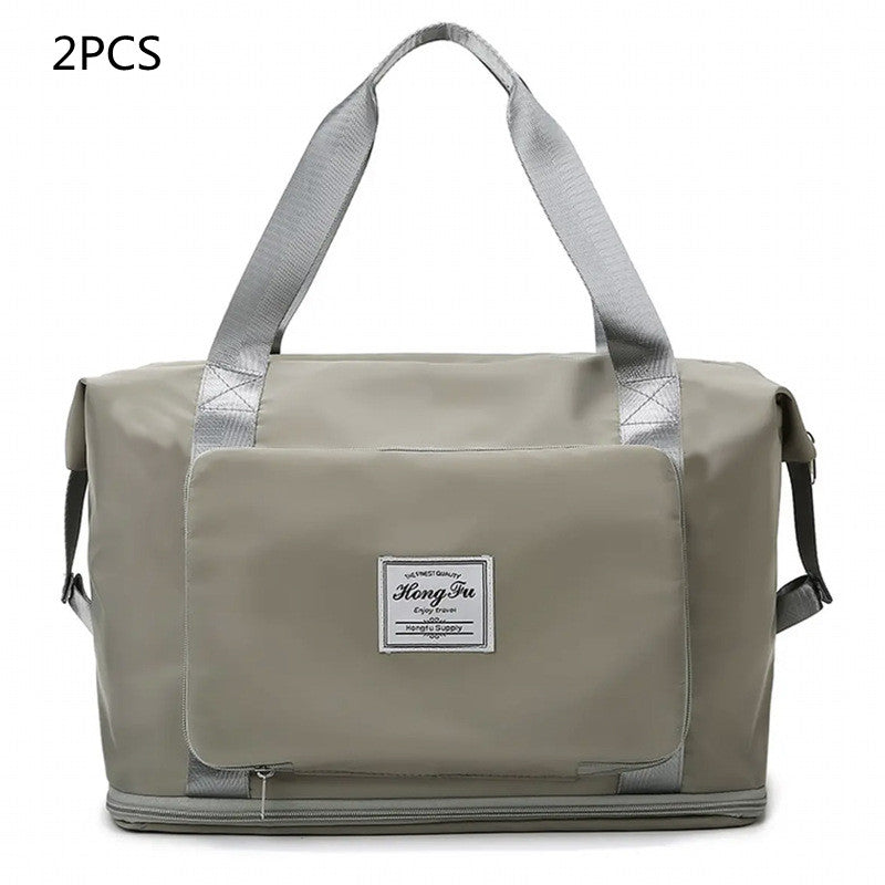 Foldable Travel Gym Bag for Women – Large Capacity Waterproof Duffel Bag with Wet Pocket & Luggage Strap