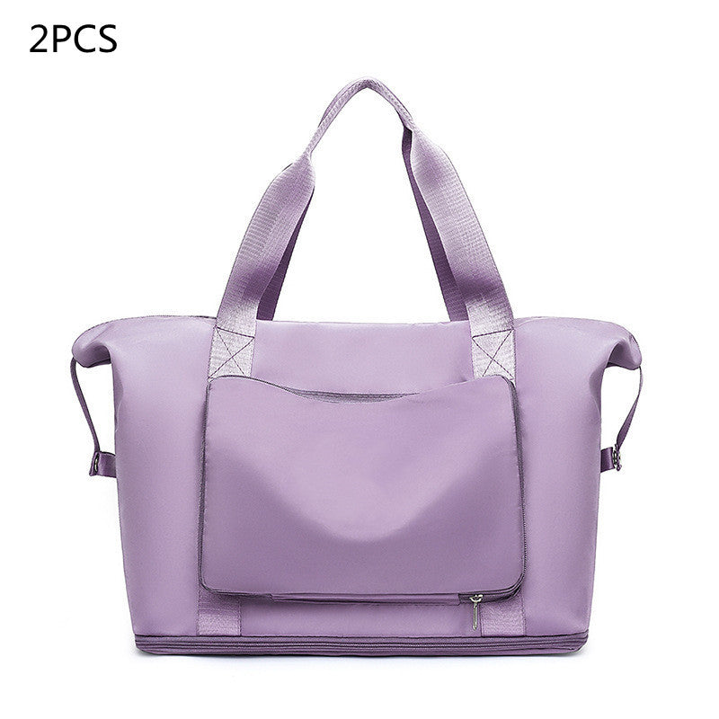 Foldable Travel Gym Bag for Women – Large Capacity Waterproof Duffel Bag with Wet Pocket & Luggage Strap